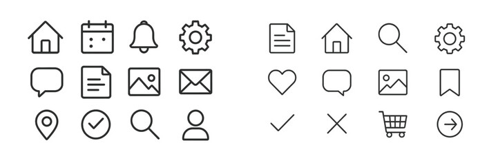 Poster - Collection of minimalistic icons for various applications displayed on a clean background