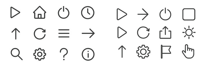 Fototapete - Collection of user interface icons representing navigation, functions, and settings for digital applications and devices