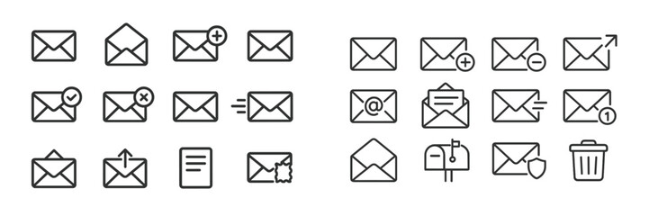 Aufkleber - Variety of email icons representing different actions, notifications, and messages in a digital communication context