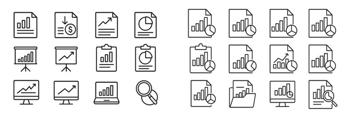 Poster - Collection of business graphics showing analytics, financial reports, and data visualization tools commonly used in presentations