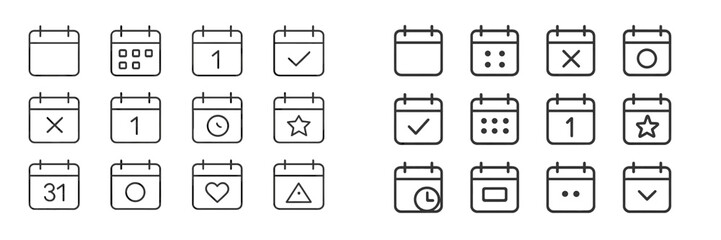 Poster - Calendar icons representing various tasks, dates, and activities in a minimalist design style