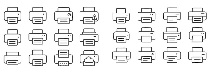 Poster - Collection of printer icons showcasing various functions and settings in a minimalistic style