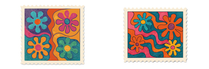 Poster - Colorful floral designs with bold patterns showcase vibrant creativity and playful style