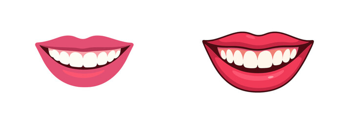 Poster - Different styles of smiling mouths showcasing various shades of pink and white teeth enhancing expressions of joy and happiness