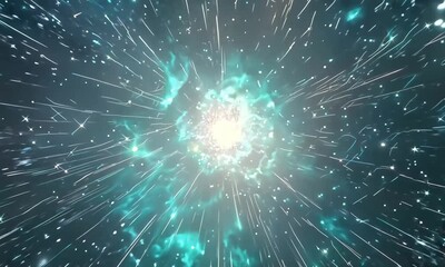 Poster - Abstract cosmic explosion with glowing light and radiant colors  