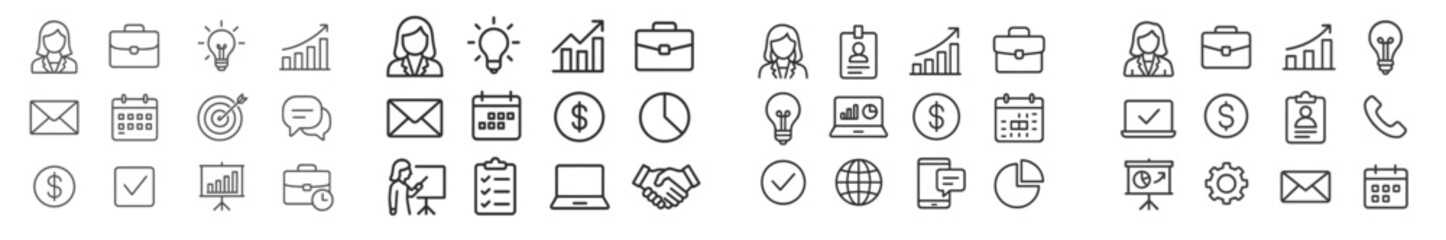 Poster - Business and finance icons showcasing tools for productivity, analytics, and communication in a professional environment