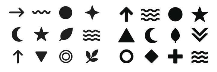 Fototapete - Collection of geometric shapes and symbols arranged in a creative layout for design and art projects