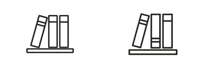 Poster - Simple black and white book icons representing a library or reading area in a minimalist design style