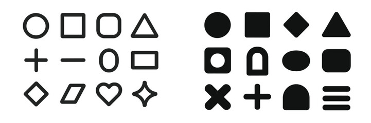 Poster - Various geometric shapes and symbols displayed in a black and white design for educational purposes