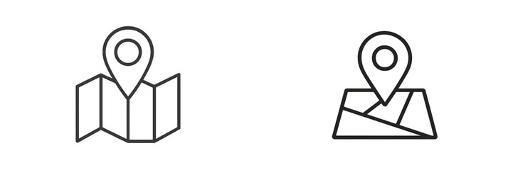 Fototapete - Icons of location markers and maps illustrating navigation concepts in modern design