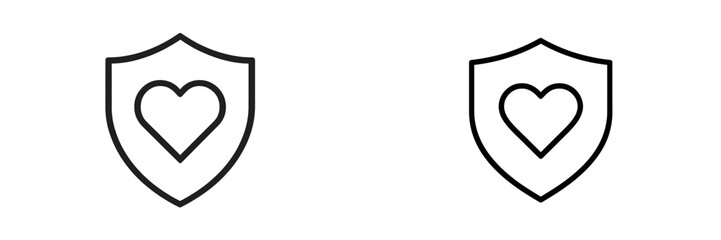Poster - Two heart shield icons representing love and protection in a minimalist design