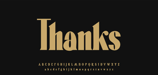Aufkleber - Thanks Poster Lettering Phrase with typeset, bold serif retro gothic letters set. Vector illustration