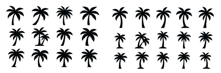 Poster - Collection of palm tree silhouettes ideal for design or artistic projects in various styles and sizes