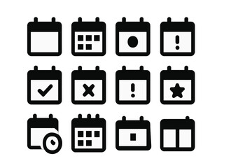 Poster - Calendar icons showcasing various symbols for events and reminders in a simple, monochromatic design