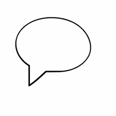 Poster - A simple black and white illustration of a blank speech bubble representing communication and dialogue on a white background