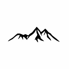 Poster - Simple silhouette illustration of majestic mountains against a clean white background suitable for logos and graphic design projects focused on nature and adventure