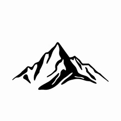 Poster - Simple black and white vector illustration of a mountain range depicting nature adventure and outdoor exploration concepts