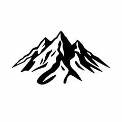 Poster - Bold black and white illustration of majestic mountains suggesting nature adventure and outdoor exploration in a clean minimalist style