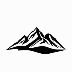 Poster - Bold black and white mountain silhouette depicting adventure outdoors nature and landscape for logos and graphic design purposes