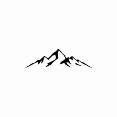 Poster - Simple black and white mountain range illustration suitable for logo design travel and adventure concepts emblem and iconography