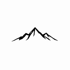 Poster - Simple black and white silhouette of a mountain range illustrating concepts of adventure nature and outdoors in a minimalist style