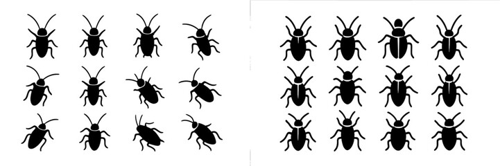 Poster - Collection of black silhouettes of insects arranged in patterns emphasizing diversity and form in design