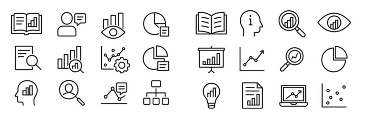 Leinwandbilder - Collection of data analysis and visualization icons representing various tools and techniques used in research and reporting