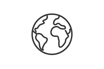 Poster - Illustration of a simplified globe showcasing continents with lines representing oceans and landmasses in a minimalist style
