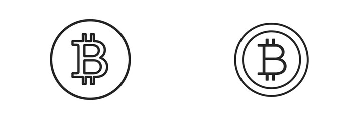 Poster - Comparison of two Bitcoin symbols showcasing different designs and styles