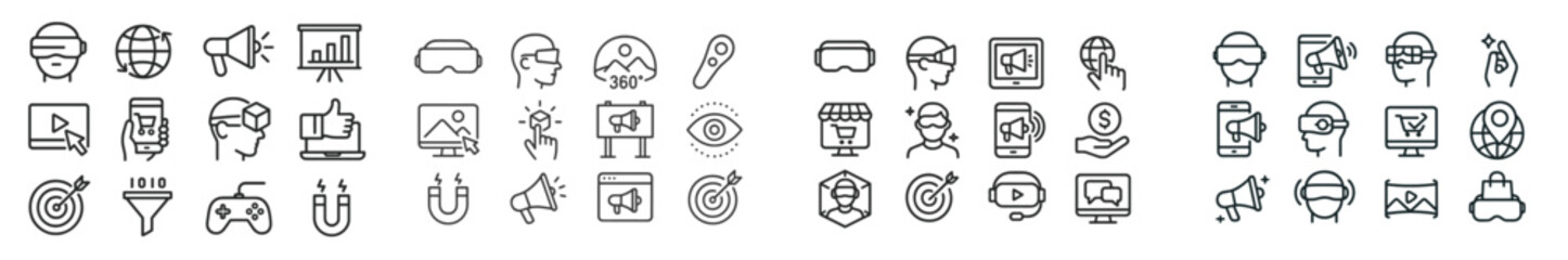 Leinwandbilder - Creative digital icons represent various technology, media, and entertainment concepts displayed in a clean layout