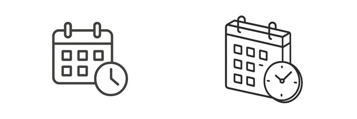 Poster - Calendar and clock symbols representing scheduling and time management concepts in a simple design