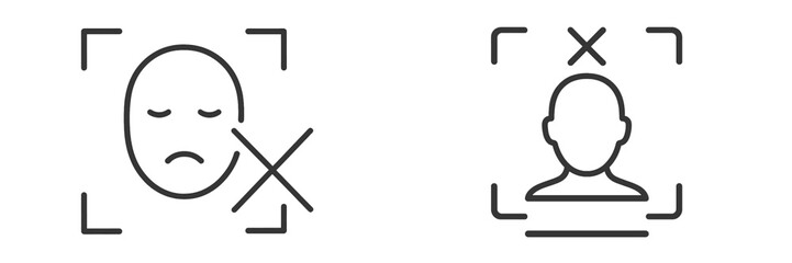 Poster - Facial recognition system displaying crossed-out faces for privacy protection in digital environments