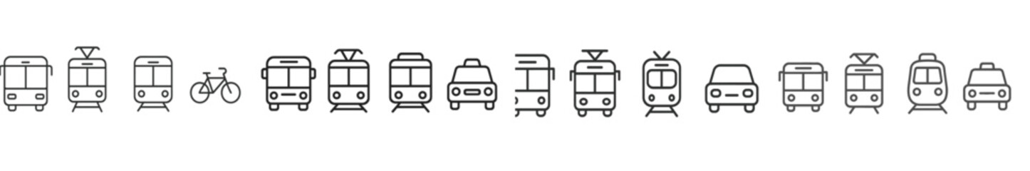 Poster - Various modes of transportation represented in a minimalist style with consistent line art
