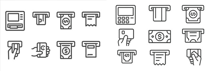 Poster - Illustrations of automated teller machine functions and transactions for financial activities