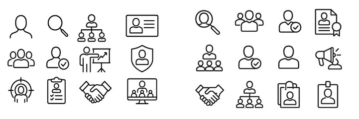 Aufkleber - Illustrations of business and teamwork concepts including people icons, presentation graphics, and collaboration symbols