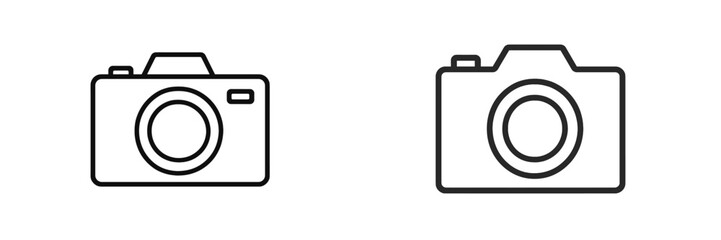 Leinwandbilder - Simple outlines of two cameras side by side showcasing different designs and styles in black and white