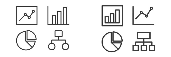 Leinwandbilder - Graphs and charts display various data visualization methods for analytical purposes in a business context