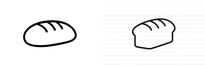 Fototapete - Two distinct illustrations of bread loaves displayed side by side highlighting different design styles and line weights used in each representation