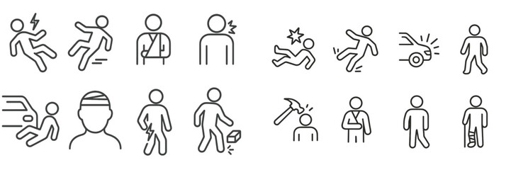Poster - Safety icons depicting various injury scenarios for emergency preparedness training and awareness