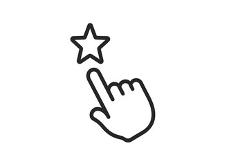 Leinwandbilder - Hand pointing at a star icon demonstrating user interaction and feedback on a digital platform