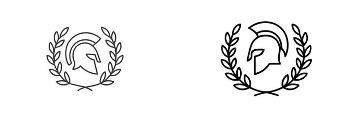 Aufkleber - Unique designs of a warrior's helmet surrounded by laurel leaves depicting strength and victory in a timeless style