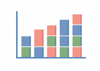 Fototapete - Visualizing growth with a bar graph showing incremental progress displaying rising trends with pastel blocks