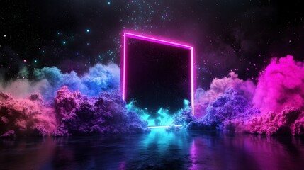 Wall Mural - soft lavender neon illumination reflecting subtly on a velvety dark surface.