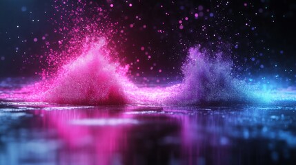 Wall Mural - soft lavender neon illumination reflecting subtly on a velvety dark surface.
