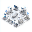 © Happy Photo Stock - Healthcare digital ecosystem AI services. Network monitoring. Cloud services. Clip art. Patient monitoring system in a wireless network ecosystem.