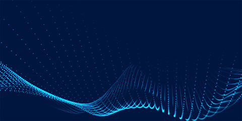 Aufkleber - A mesmerizing blue wave design with elegant dots on a dark background, creating stunning visuals