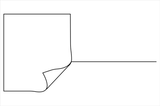 Continuous one line drawing of document with folded corner vector illustration
