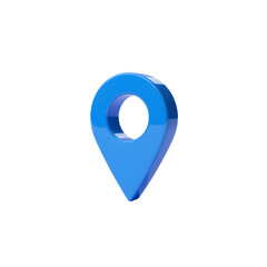 Fototapete - Location pointer icon. 3D rendering of blue pin isolated on transparent background