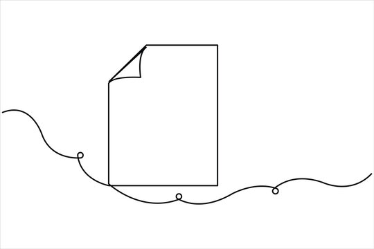 Continuous one line drawing of document with folded corner vector illustration