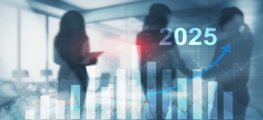 Wall Mural - financial background, economic growth 2025. abstract background. mixed media